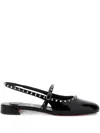 Christian Louboutin Sweet Janispikes Studded Patent-leather Slingback Flats