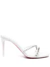 Christian Louboutin Tatoosh Spikes Red Sole Slide Sandals In White
