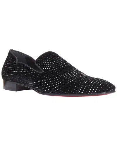 Pre-owned Christian Louboutin Women's Velvet Dandy Chick Orlato Flat Velvet River  Glitter Loafer (authentic P