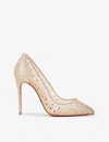 Christian Louboutin Womens Version Light Silk Follies Strass 100 Mesh Courts