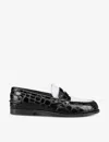 Christian Louboutin Donna Croc-embossed Leather Penny Loafers In White/black