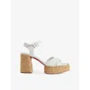 Christian Louboutin Calakala Leather Crisscross Red Sole Espadrille Sandals In Bianco
