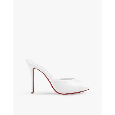 CHRISTIAN LOUBOUTIN WOMENS BIANCO ME DOLLY 100 PATENT LEATHER HEELED MULES EUR 36 / 3 UK