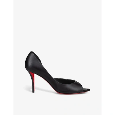 Christian Louboutin Womens Black Apostropha 80 Pointed-toe Leather Courts
