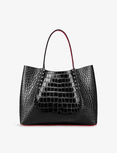 Christian Louboutin Womens Black Cabarock Stud-embellished Leather Tote Bag