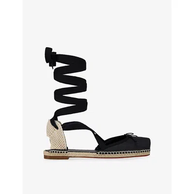 Christian Louboutin Womens Cassiadrilla Flat Espadrilles Black Eur 37 / 4 Uk