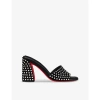 CHRISTIAN LOUBOUTIN JANE 85 CRYSTAL-EMBELLISHED LEATHER MULES