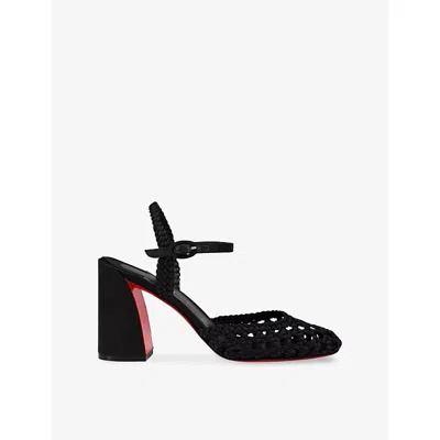 CHRISTIAN LOUBOUTIN WOMENS BLACK JANE PUMP NANDINA 8 CREPE-SATIN PUMPS EUR 37 / 4 UK