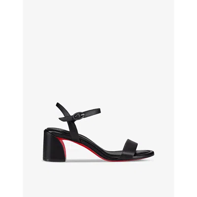 CHRISTIAN LOUBOUTIN WOMENS BLACK MISS JANE 55 LEATHER HEELED SANDALS EUR 38/5 UK