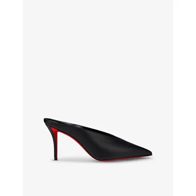 Christian Louboutin Womens Black Miss Z 80 Leather Heeled Mules Eur 38.5 / 5.5 Uk
