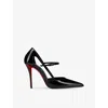 Christian Louboutin Womens Black Miss Z Strap 100 Mary Jane Patent Leather Heels In Black