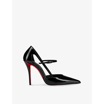 Christian Louboutin Womens Black Miss Z Strap 100 Mary Jane Patent Leather Heels
