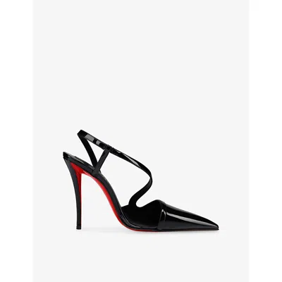 Christian Louboutin Rosa Z 100 Patent Leather Slingback Pumps In Black