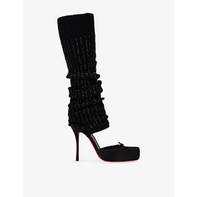 CHRISTIAN LOUBOUTIN WOMENS CHRISTIAN LOUBOUTIN CASSIA ANNMAC 100 CREPE SATIN HEELED COURTS