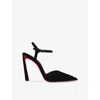 Christian Louboutin Womens Black/lin Black Condora Riviera 100 Suede Heeled Pumps Eur 38/5 Uk In Black