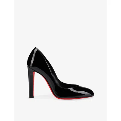 Christian Louboutin Womens Fannylove 100 Patent Heeled Courts Black/lin Black Eur 40.5 / 7.5 Uk
