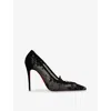 Christian Louboutin Km Lace 100 Suede-trimmed Pumps In Black