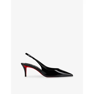 CHRISTIAN LOUBOUTIN WOMENS MISS Z 60 SLINGBACK PATENT-LEATHER HEELED PUMPS BLACK/LIN BLACK EUR 38.5 / 5.5 UK