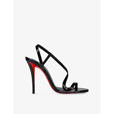 CHRISTIAN LOUBOUTIN WOMENS BLACK/LIN BLACK ROSA Z 100 PATENT-LEATHER HEELED SANDALS EUR 40 / 7 UK