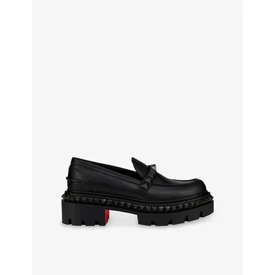 CHRISTIAN LOUBOUTIN WOMENS CHRISTIAN LOUBOUTIN ST ROCH PYRACLOU FLAT LEATHER LOAFERS