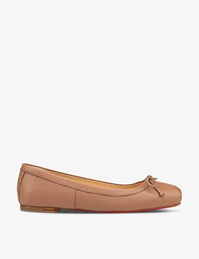 Christian Louboutin Mamadrague Leather Ballet Flats In Nude