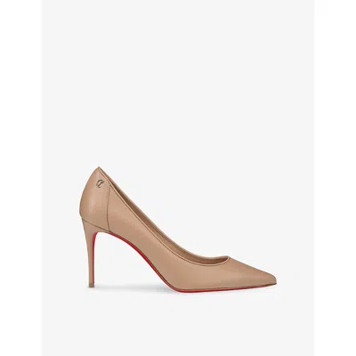 CHRISTIAN LOUBOUTIN WOMENS BLUSH SPORTY KATE 85 LEATHER PUMPS EUR 37 / 4 UK