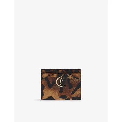 Christian Louboutin Womens Brown Loubi54 Leather Card Holder