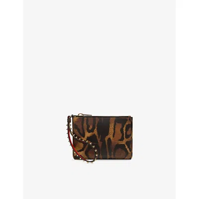 Christian Louboutin Womens Brown/gold Cabata Bengali-print Leather Soft Pouch In Multi