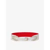 Christian Louboutin Womens Bianco/gold Cabata Spike Leather Belt In Bianco/gold