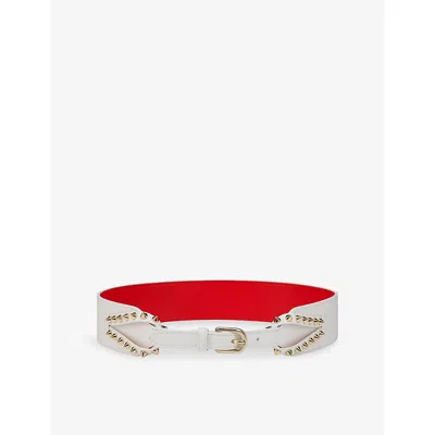 Christian Louboutin Womens Bianco/gold Cabata Spike Leather Belt