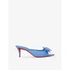 Christian Louboutin Mulazee Bow-embellished Crepe De Chine Mules In Blue