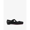 Christian Louboutin Cassiasticina Leather Ballet Flats In Black