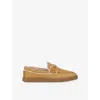 Christian Louboutin Chambeliboat Suede Shearling-lined Boat Shoes In Brown