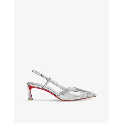 Christian Louboutin Miss Z Slingina 25 Leather Slingback Pump In Silver