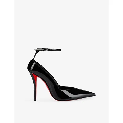 CHRISTIAN LOUBOUTIN WOMENS BLACK/LIN BLACK EROZEE 100 PATENT CALF-LEATHER HEELED COURTS EUR 37.5 / 4.5 UK
