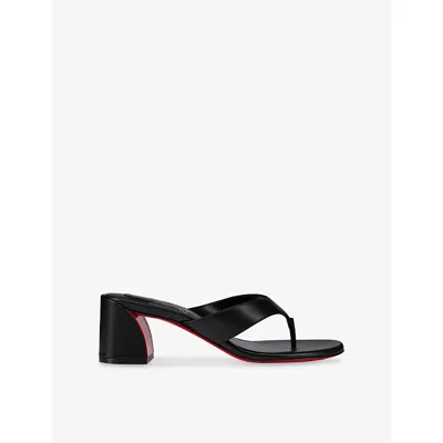CHRISTIAN LOUBOUTIN WOMENS BLACK JANETONGA 55 LEATHER HEELED MULES EUR 38.5 / 5.5 UK