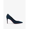 Christian Louboutin Kate Suede Red Sole Classic Pumps In Marine
