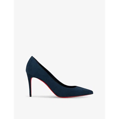 Christian Louboutin Kate Suede Red Sole Classic Pumps In Marine