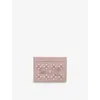 Christian Louboutin Womens Vintage Rose Kios Embellished Leather Card Holder In Vintage Rose