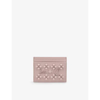 Christian Louboutin Womens Vintage Rose Kios Embellished Leather Card Holder