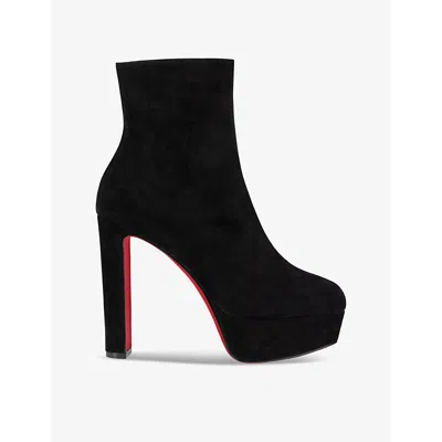 CHRISTIAN LOUBOUTIN WOMENS BLACK LOO BOOTY 130 VELOUR HEELED ANKLE BOOTS EUR 38.5 / 5.5 UK