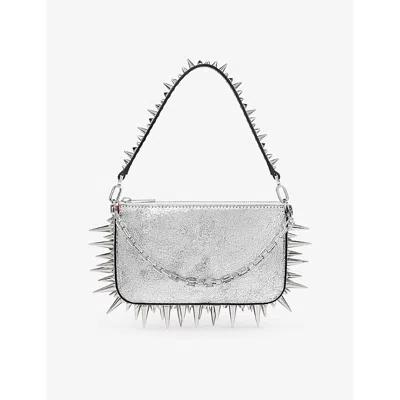 Christian Louboutin Womens Silver Loubila Spike-embellished Leather Shoulder Bag