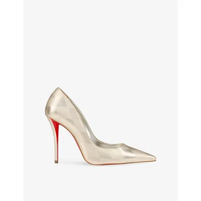 CHRISTIAN LOUBOUTIN WOMENS PLATINO CHIARO/LIN S MISS Z 100 NAPPA-LEATHER HEELED COURTS EUR 38/5 UK