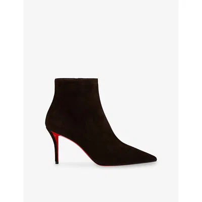 Christian Louboutin Womens Cafe Miss Z Booty 80 Suede Boots Eur 38/5 Uk In Multi
