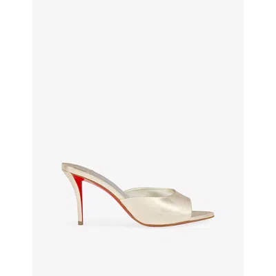 CHRISTIAN LOUBOUTIN WOMENS PLATINO CHIARO/LIN S MISS Z MULE 80 LEATHER HEELED MULES EUR 38.5 / 5.5 UK