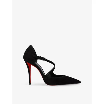 CHRISTIAN LOUBOUTIN WOMENS BLACK MISS ZIGGYTA 100 SUEDE HEELS EUR 40 / 7 UK