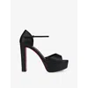 Christian Louboutin Womens Black Sandaloo 130 Leather Heeled Sandals Eur 39 / 6 Uk