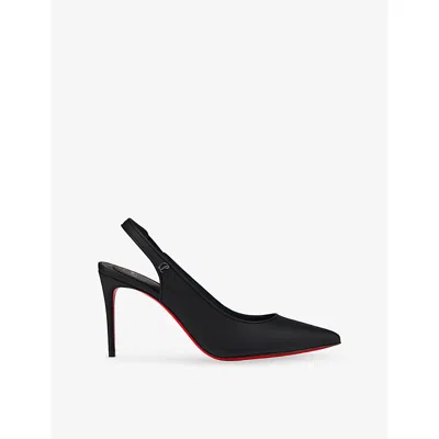 CHRISTIAN LOUBOUTIN WOMENS BLACK SPORTY KATE SLING 85 LEATHER HEELED COURTS EUR 40 / 7 UK