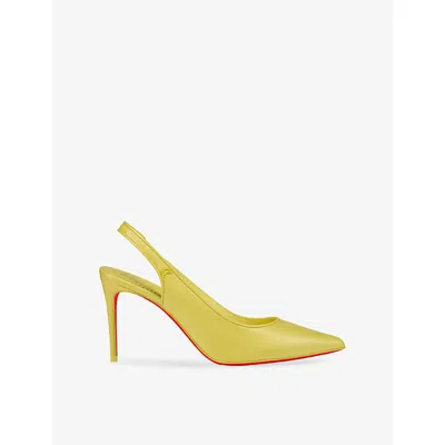Christian Louboutin Womens Citronnade Sporty Kate Sling 85 Leather Heeled Courts Eur 39 / 6 Uk