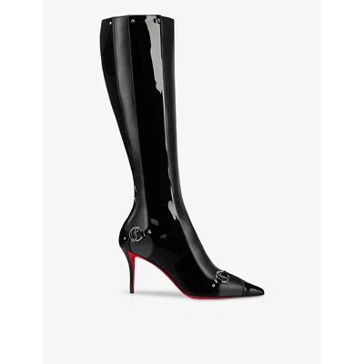 CHRISTIAN LOUBOUTIN WOMENS BLACK CL IN 90S KNEE-HIGH LEATHER BOOTS